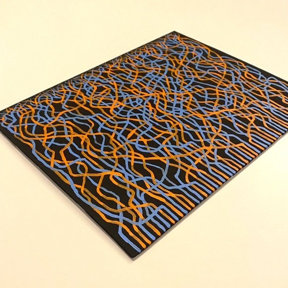 Orange and Blue Mycelium Network Painting - Black Background - Original Art - Picture 10 of 13